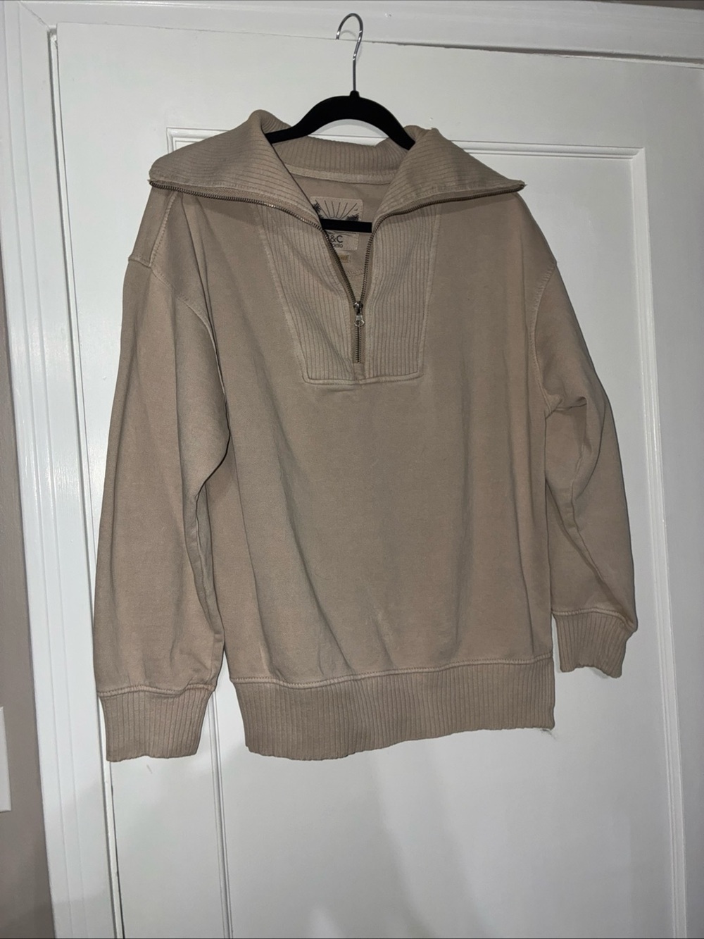 C&C California Men's Zip Pullover Sweater - Taupe